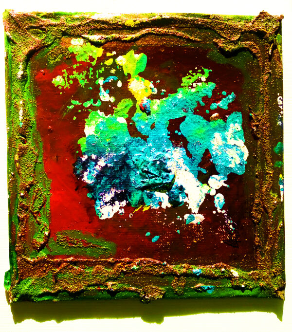 Wholesome Artistry- Art- Painting Mixed media recycle findings on Treated Cedar Wood