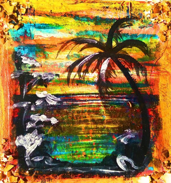 Epicurean Euphoria- Art- Painting Mixed media recycle findings on Treated Cedar Wood
