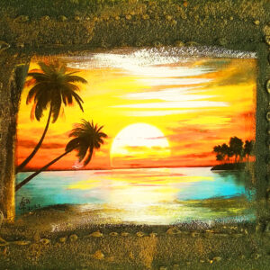  Recycled Reflections II- Art- Painting Mixed media recycle findings on Treated Cedar Wood