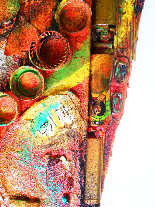 Vibrant Vinyasa- Art- Painting Mixed media recycle findings on Treated Cedar Wood - Image 5