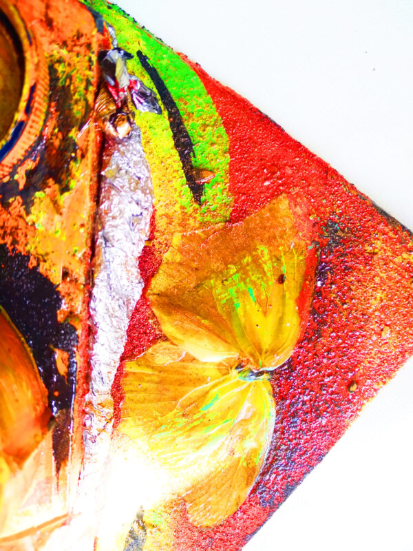 Vibrant Vinyasa- Art- Painting Mixed media recycle findings on Treated Cedar Wood - Image 3