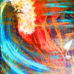   Forest Flow Yoga  - Art- Painting Mixed media recycle findings on Treated Cedar Wood