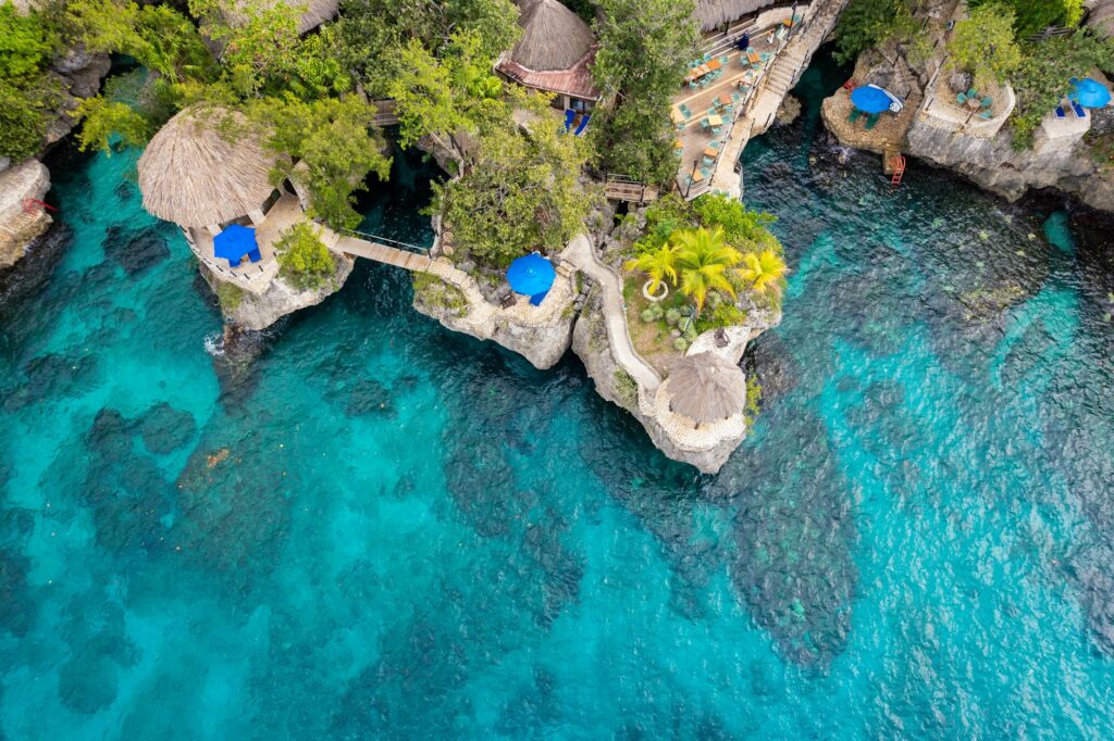 drone shot of rockhouse hotel in montego bay